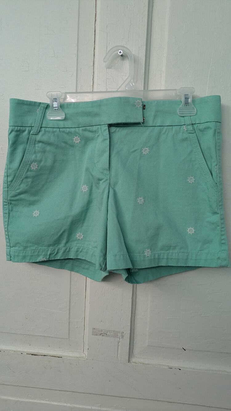J Crew nautical Chino Shorts Womens Size 8 mint green 100% cotton
